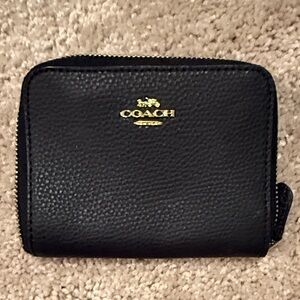 Coach Black Pebbled Leather Zip Wallet